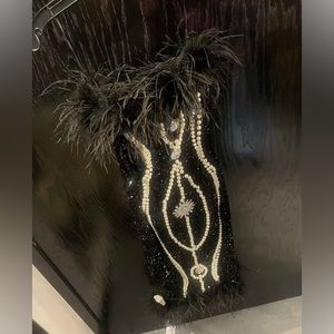 PEARLESCENT STRAPLESS EMBELLISHED BODYCON DRESS FROM